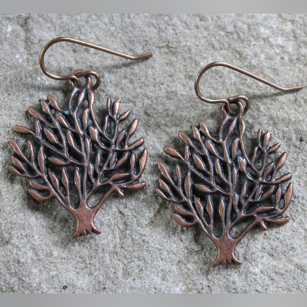 New Tree Earrings Tree Jewelry Tree Charm Earrings Brass Tone Nature Earrings